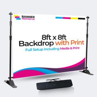 8ft x 8ft Backdrop with Print – Full Setup Including Media & Print