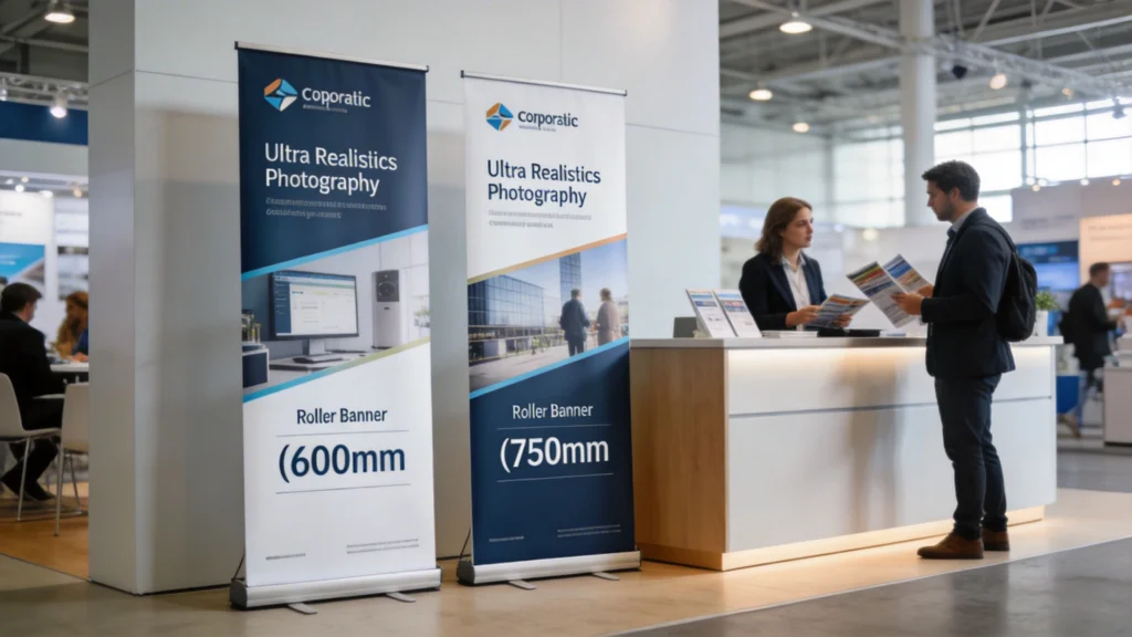 Presenting Roller Banner Mockup Concepts to Clients and Stakeholders