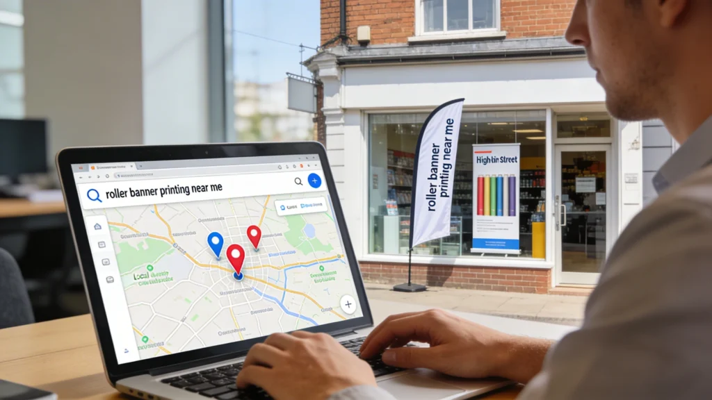 Comparing Online vs Local Roller Banner Printing Near Me