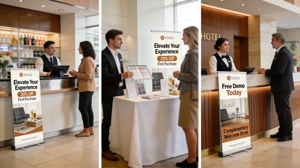 Coordinating Desktop Roller Banners with Larger Vinyl Banners